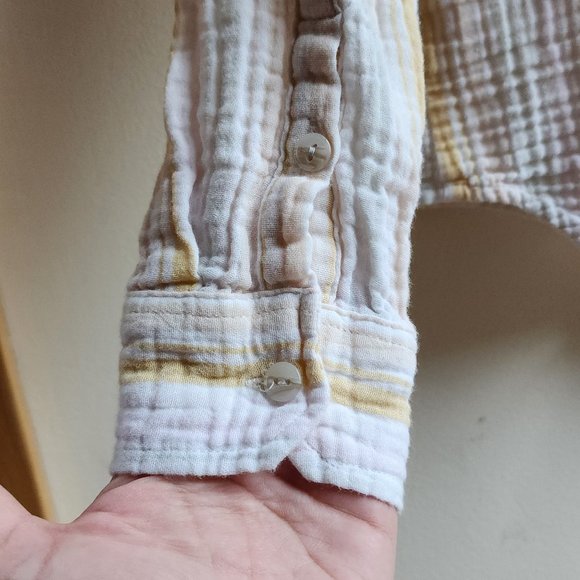 Universal Thread Yellow/White/Green Striped Button Down Shirt Size XS - Picture 12 of 16